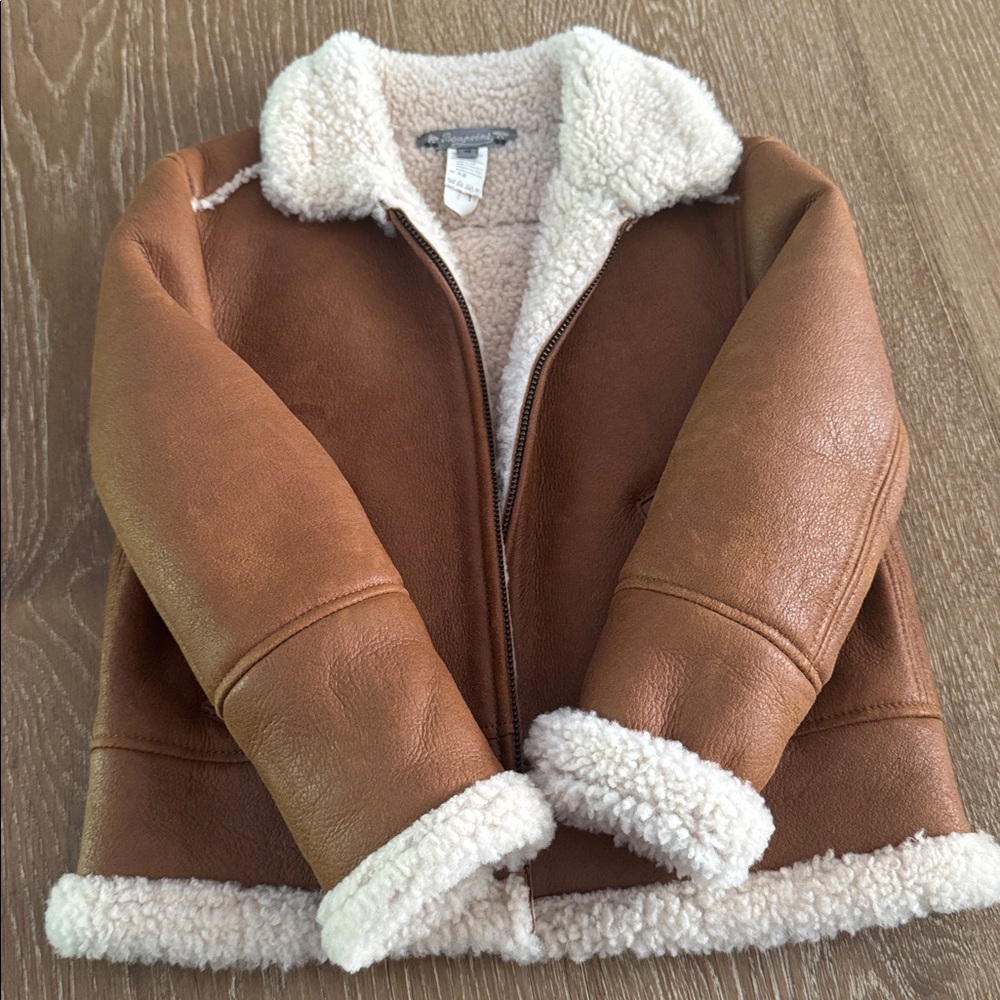 Bonpoint Kids Shearling Aviator Jacket Size 4 - Picture 3 of 6